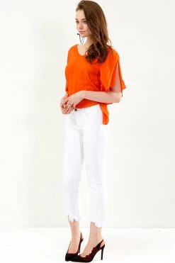 STORETS SALE Stella White Frayed Jeans