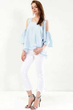 STORETS SALE Stella White Frayed Jeans