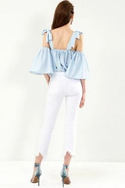STORETS SALE Stella White Frayed Jeans