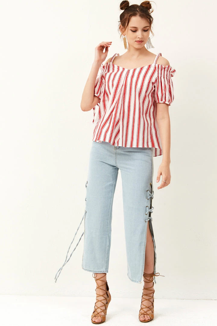 STORETS SALE Sandy Stripe Off-the-Shoulder Top CLOTHING