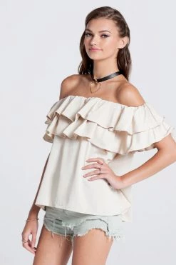 STORETS SALE CLOTHING Olivi Silky Off-the-Shoulder Top