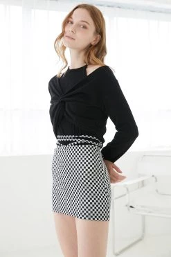 STORETS Olivia String Skirt In Checkerboard