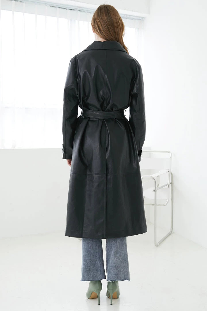 STORETS Danya Faux Leather Long Coat