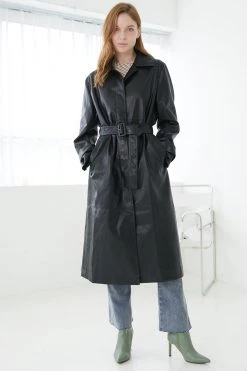STORETS Danya Faux Leather Long Coat