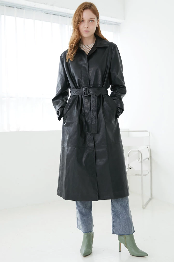 STORETS Danya Faux Leather Long Coat