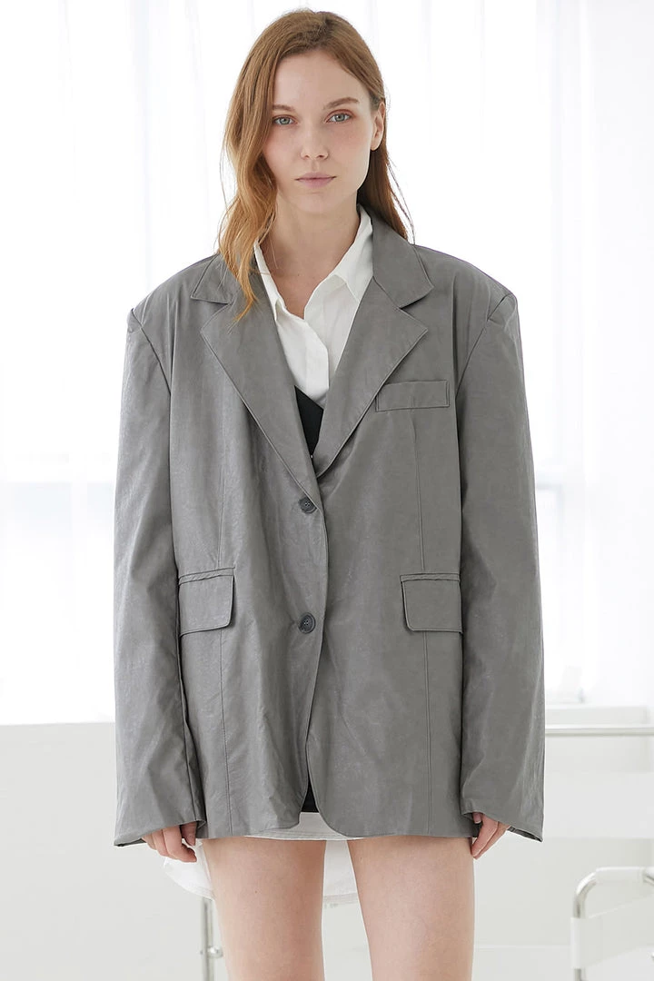 STORETS CLOTHING Sylvia Faux Leather Blazer