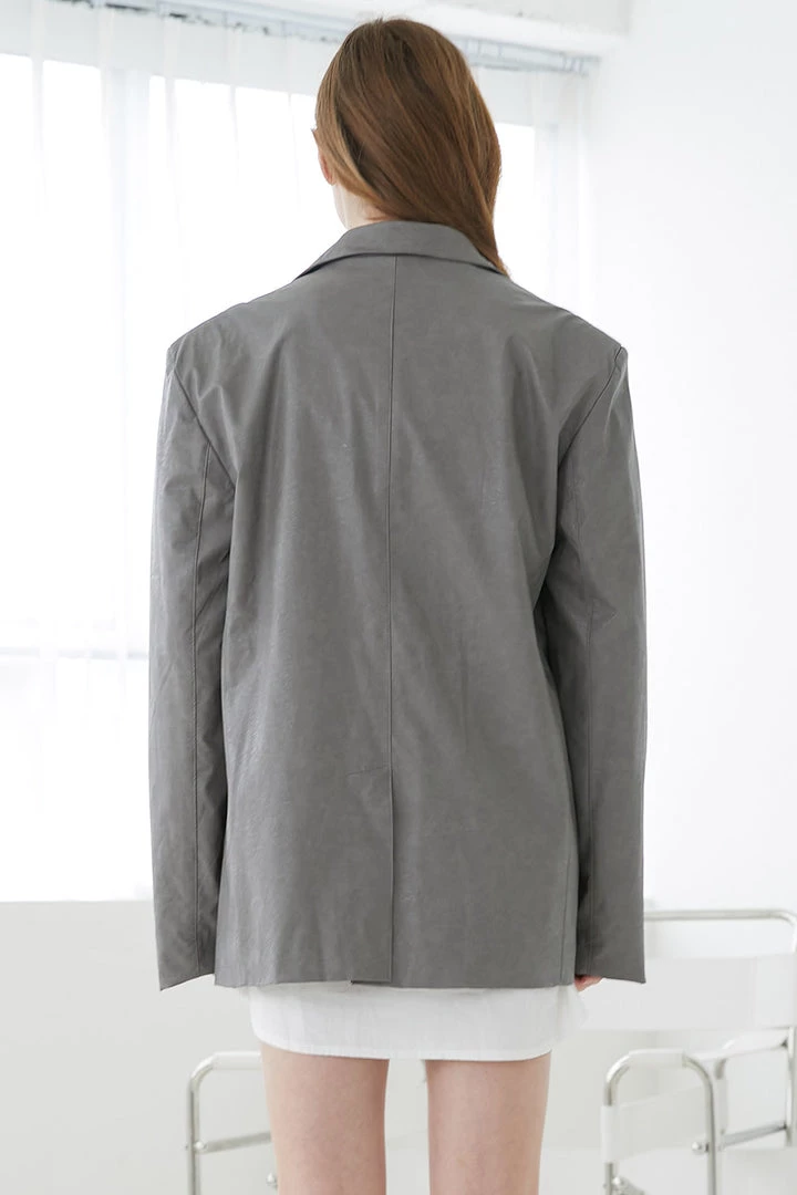 STORETS CLOTHING Sylvia Faux Leather Blazer