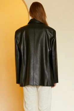 STORETS Influencer Joan Faux Leather Oversized Blazer