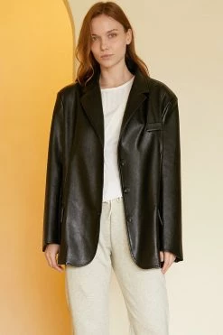 STORETS Influencer Joan Faux Leather Oversized Blazer