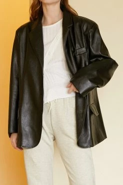 STORETS Influencer Joan Faux Leather Oversized Blazer