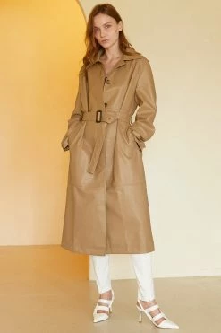 STORETS Danya Faux Leather Long Coat