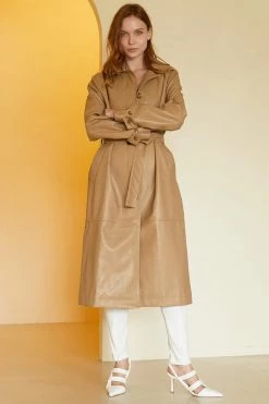 STORETS Danya Faux Leather Long Coat