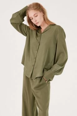 STORETS CLOTHING Rose Matte Satin Oversized Shirt