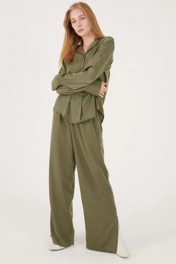 STORETS CLOTHING Rose Matte Satin Wide Leg Pants