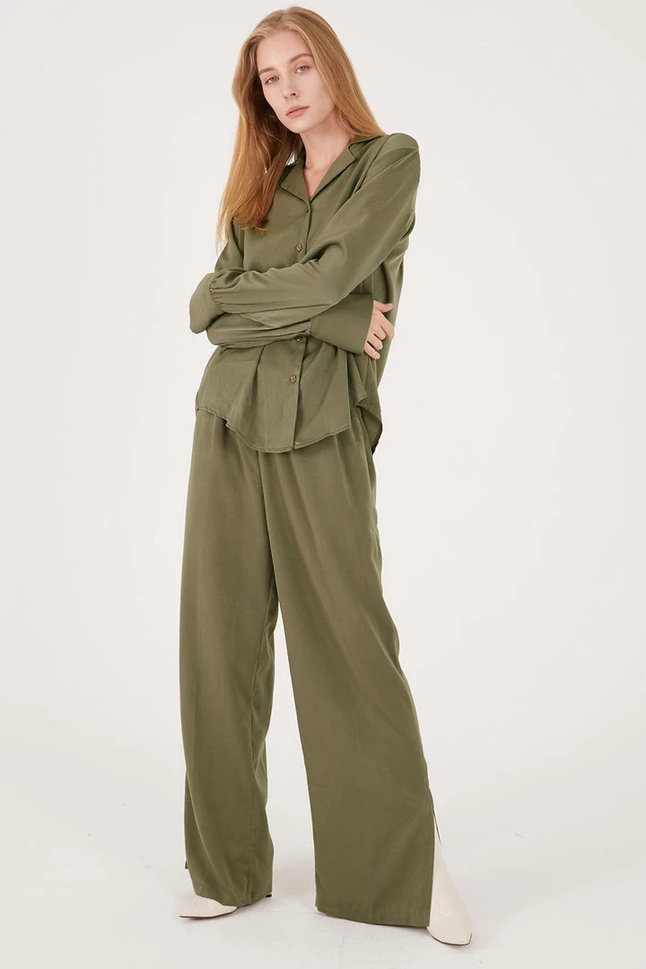 STORETS CLOTHING Rose Matte Satin Wide Leg Pants