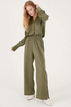 STORETS CLOTHING Rose Matte Satin Wide Leg Pants