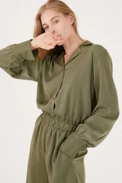 STORETS Rose Matte Satin Oversized Shirt CLOTHING