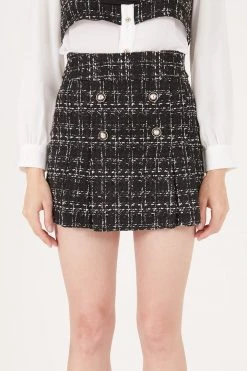 STORETS CLOTHING Violet Gold Button Tweed Skort