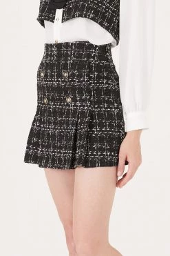 STORETS CLOTHING Violet Gold Button Tweed Skort