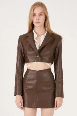STORETS Melody Super Cropped Faux Leather Jacket