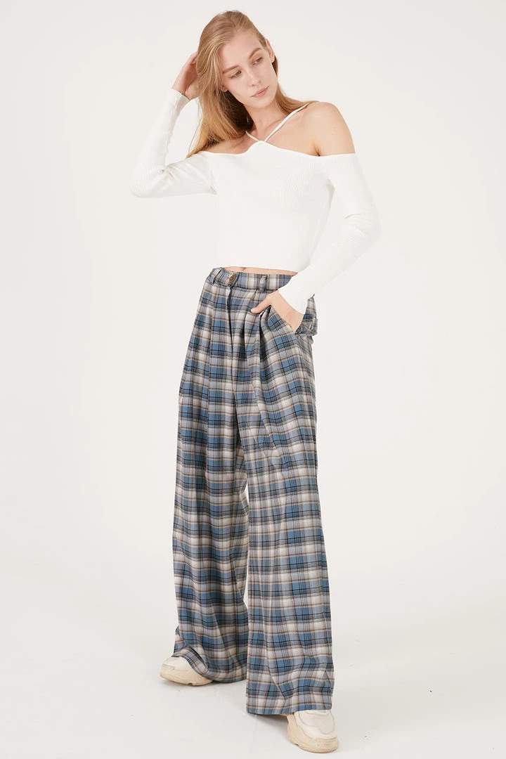 STORETS CLOTHING Keira Plaid Wide Pants