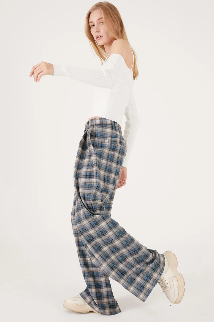 STORETS CLOTHING Keira Plaid Wide Pants