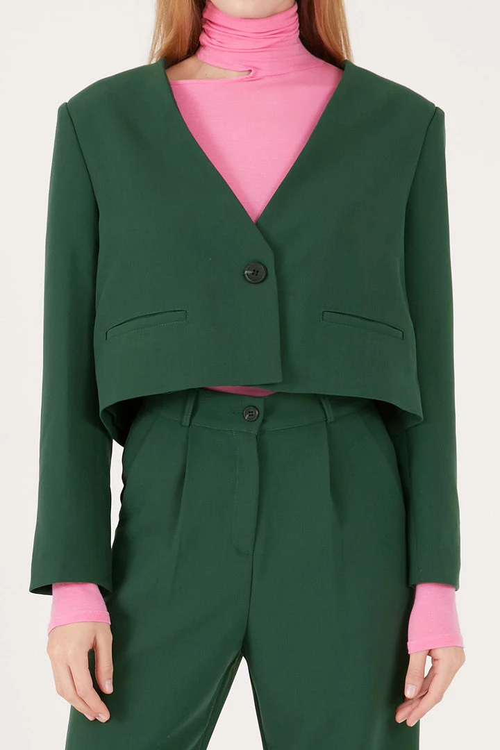 STORETS Reese Collarless Cropped Blazer