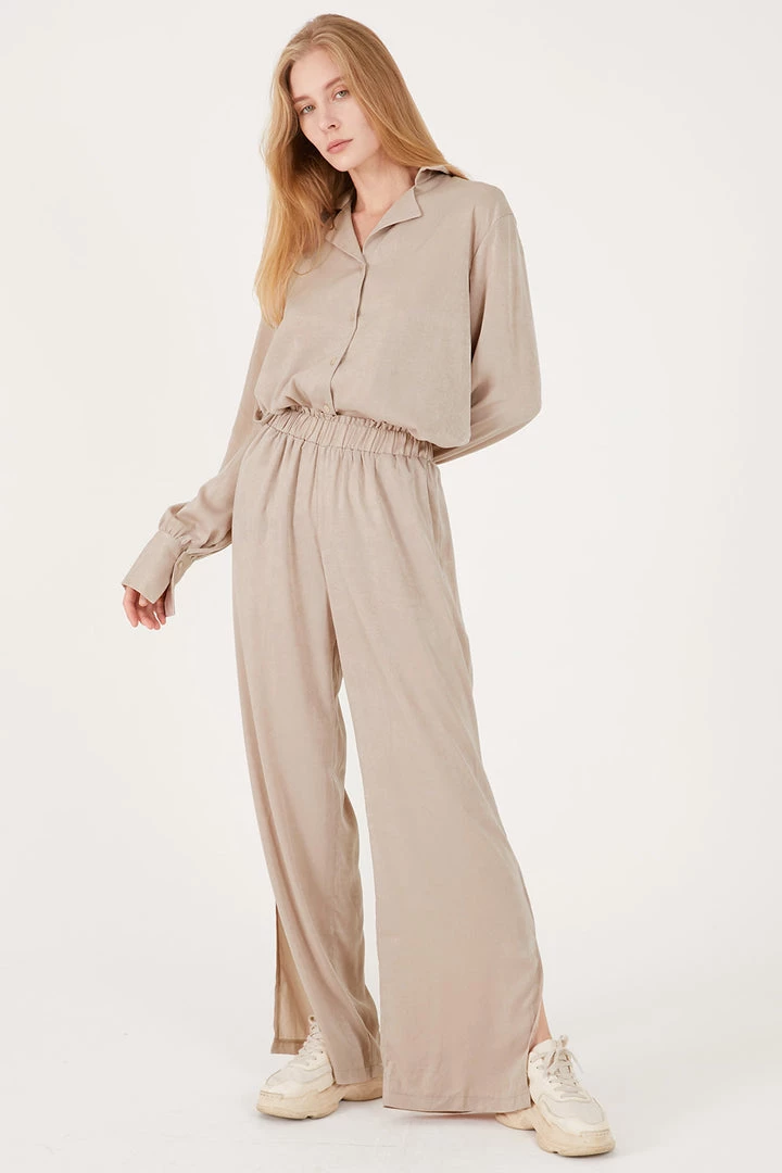 STORETS CLOTHING Rose Matte Satin Wide Leg Pants