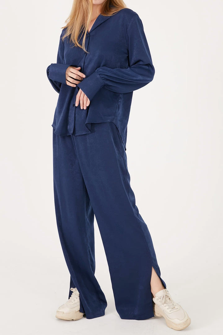 STORETS Rose Matte Satin Wide Leg Pants CLOTHING