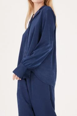 STORETS CLOTHING Rose Matte Satin Oversized Shirt