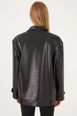 STORETS Zariah Faux Croc Oversized Jacket CLOTHING
