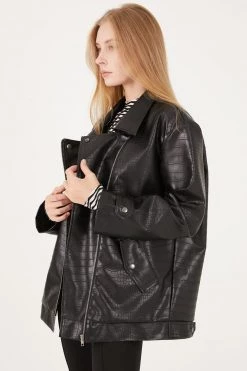 STORETS Zariah Faux Croc Oversized Jacket CLOTHING