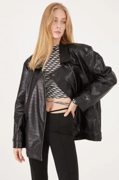 STORETS Zariah Faux Croc Oversized Jacket CLOTHING