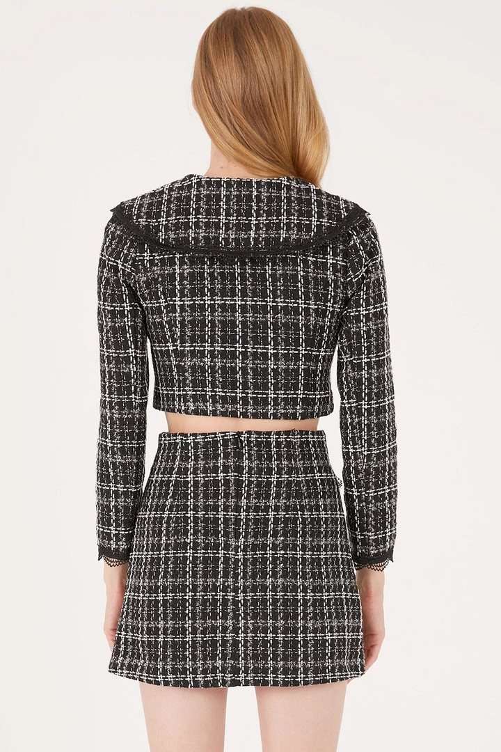 STORETS CLOTHING Ayla Tweed Jacket W/Lace Inset