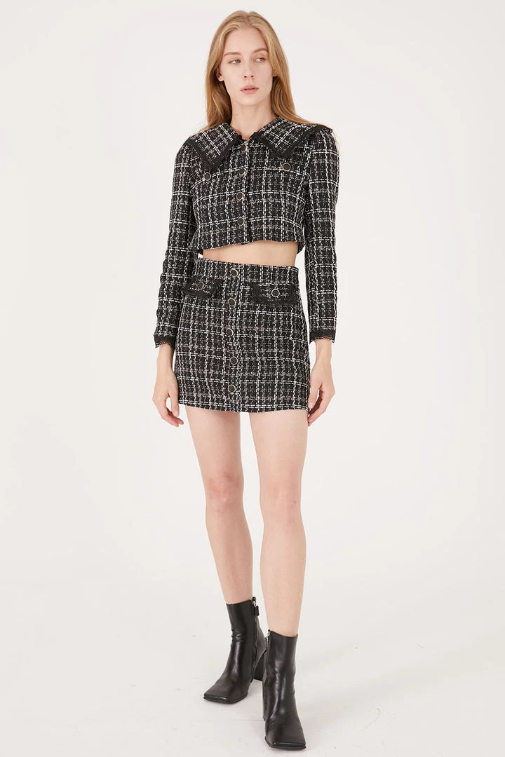 STORETS CLOTHING Ayla Tweed Jacket W/Lace Inset