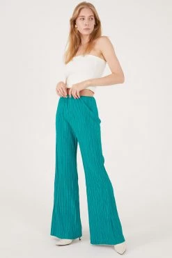 STORETS Maria Flared Leg Plisse Pants