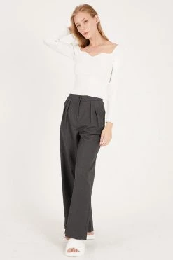STORETS CLOTHING Lucille Wool Blend Pintuck Pants