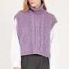 STORETS CLOTHING Daisy Turtle Neck Cable Knit Vest