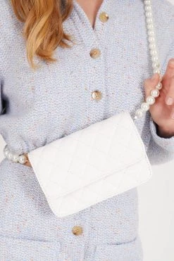 STORETS Regie Pearl Chain Quilted Flap Bag