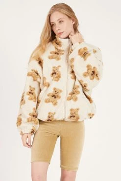STORETS OUTERWEARS Angie Teddy Fleece Jacket In Print