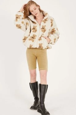 STORETS OUTERWEARS Angie Teddy Fleece Jacket In Print