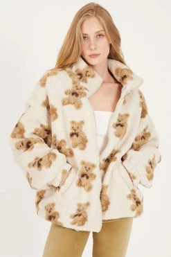 STORETS OUTERWEARS Angie Teddy Fleece Jacket In Print