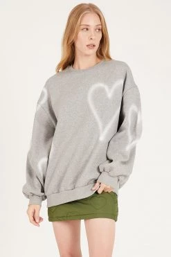 STORETS Gabrielle Oversized Heart Print Sweatshirt CLOTHING