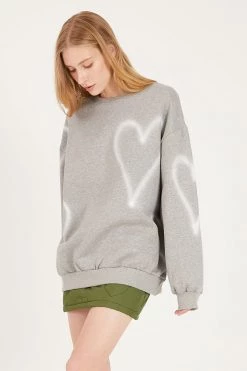 STORETS Gabrielle Oversized Heart Print Sweatshirt CLOTHING