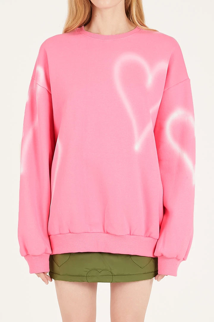 STORETS Gabrielle Oversized Heart Print Sweatshirt CLOTHING