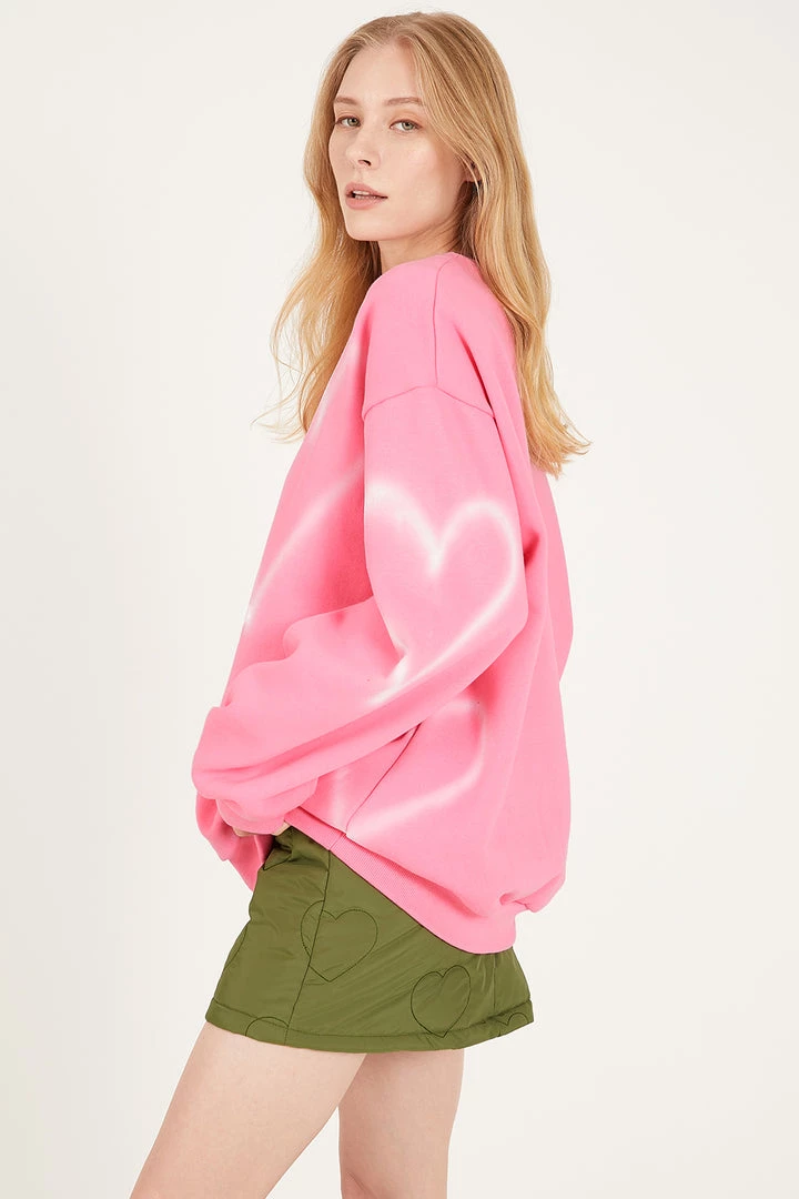 STORETS Gabrielle Oversized Heart Print Sweatshirt CLOTHING