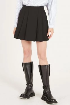 STORETS CLOTHING Ruby Plain Pleated Mini Skirt