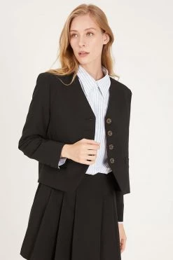 STORETS Ruby Collarless Crop Crepe Blazer