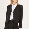 STORETS Ruby Collarless Crop Crepe Blazer