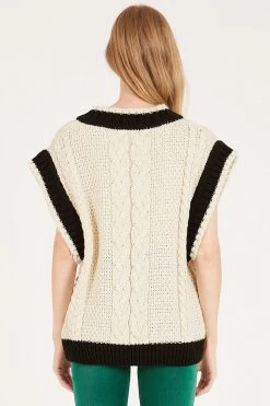 STORETS CLOTHING Selena Contrast Trim Cable Knit Vest